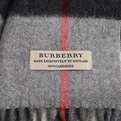 Burberry Cashmere Giant Check Fringe Scarf Grey 4 of 4