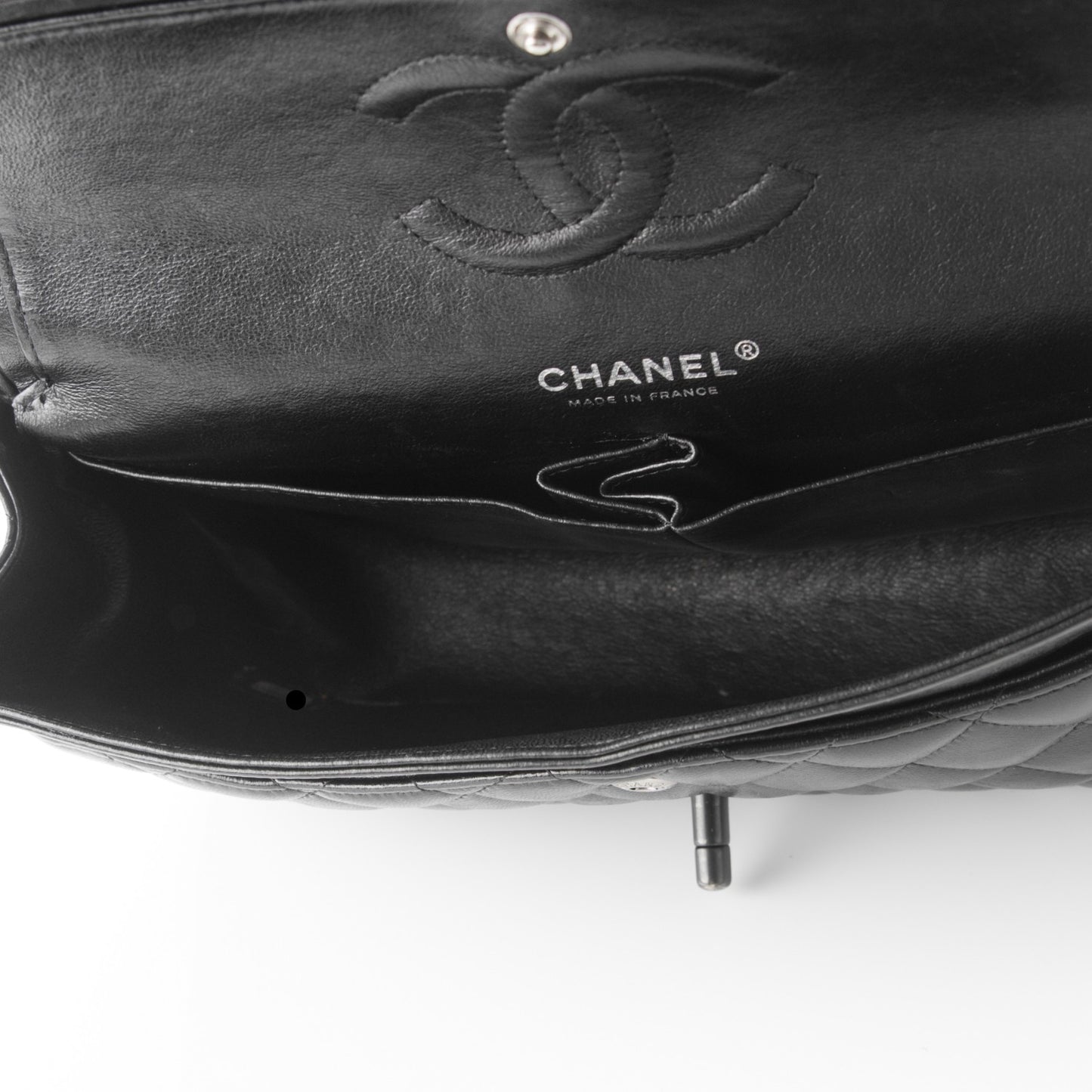 Lambskin Quilted Medium Double Flap Black