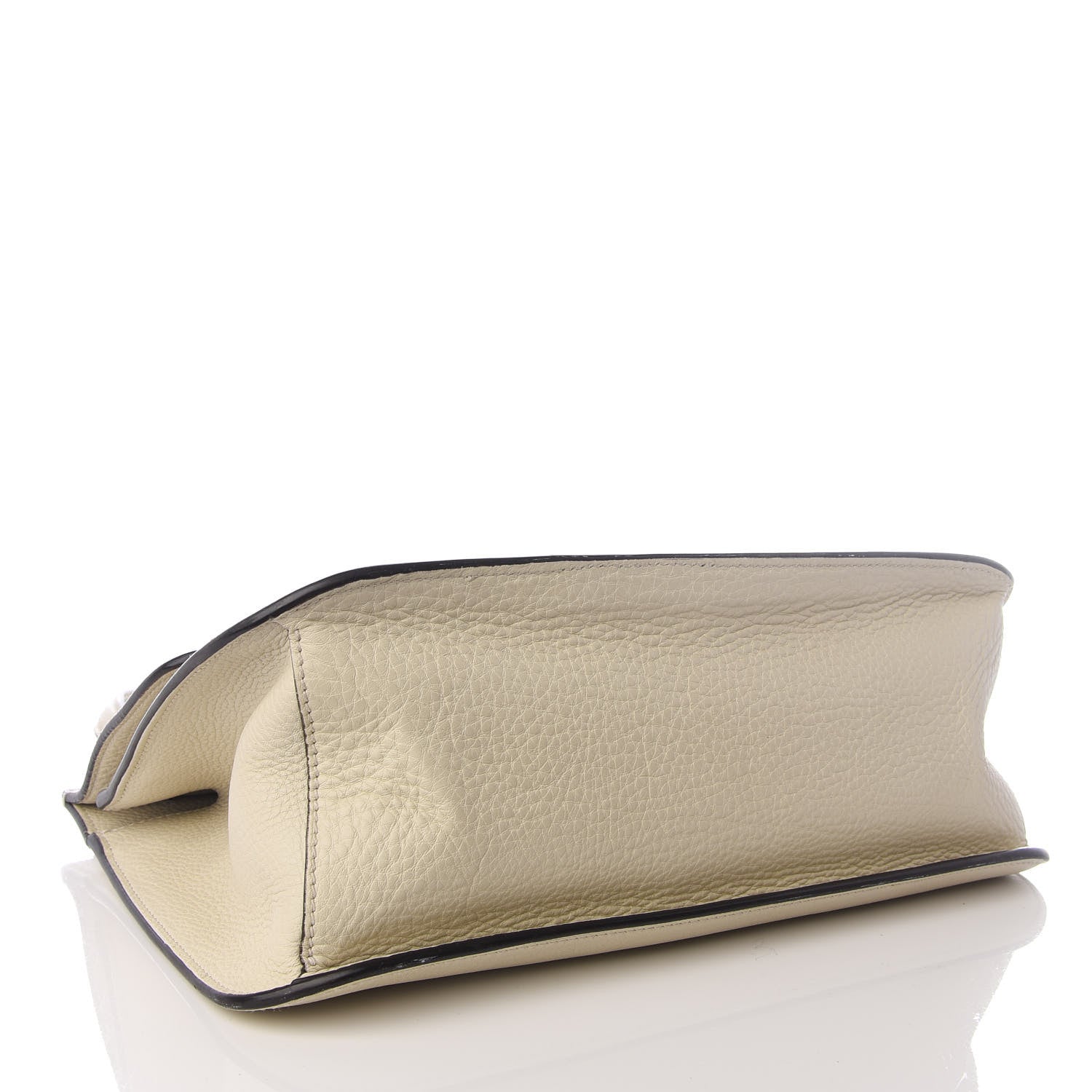 Gucci Pebbled Calfskin Medium Bamboo Daily Flap Shoulder Bag Mystic White 3 of 8