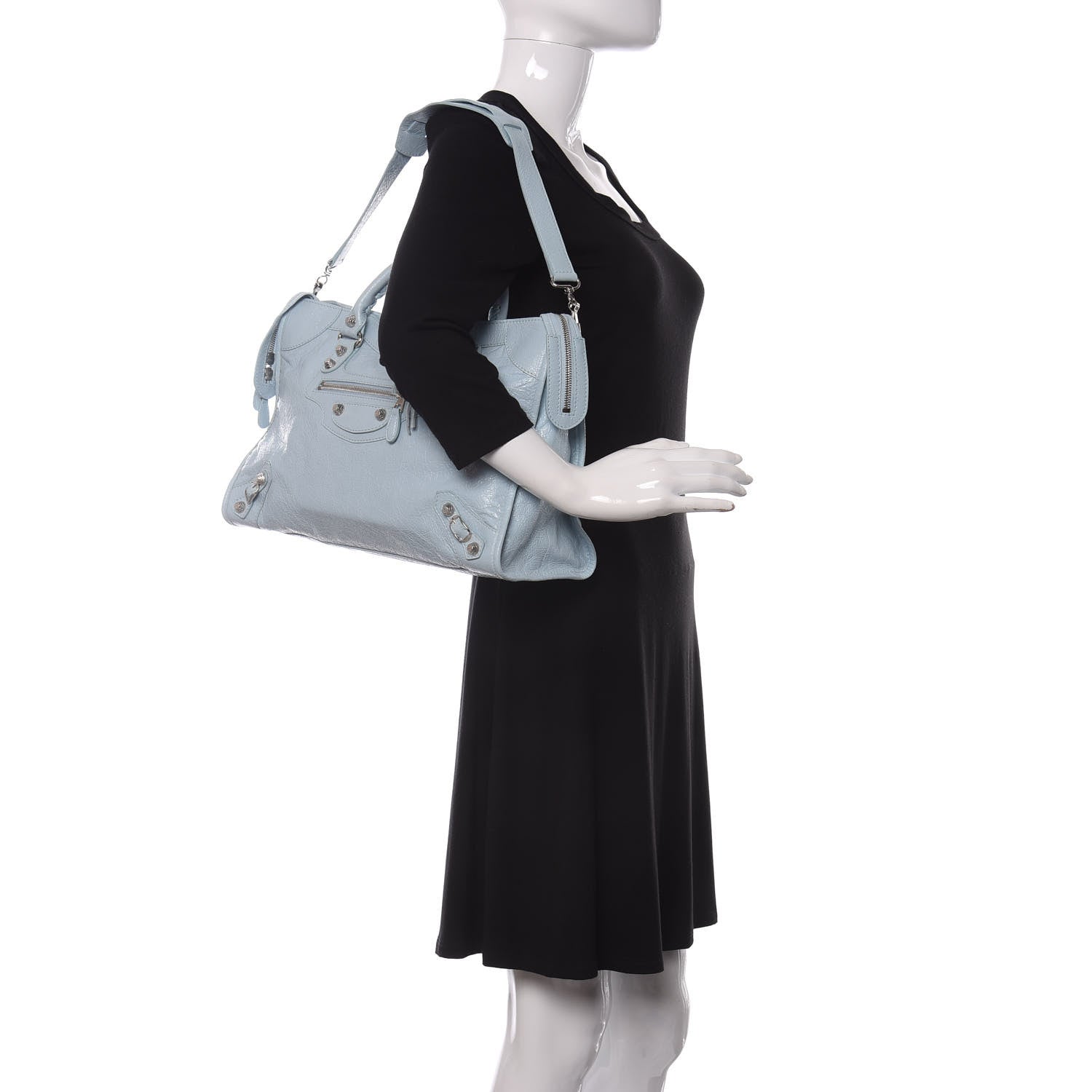 Balenciaga Agneau Giant 12 Silver Hardware City Bleu Dragee 2 of 10