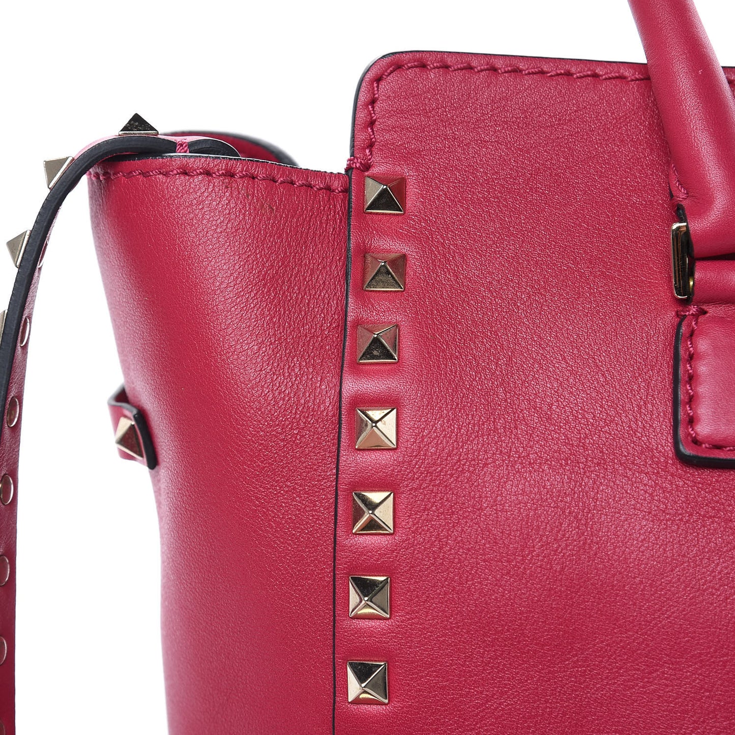 Vitello Rockstud Double Handle Tote Cyclamin