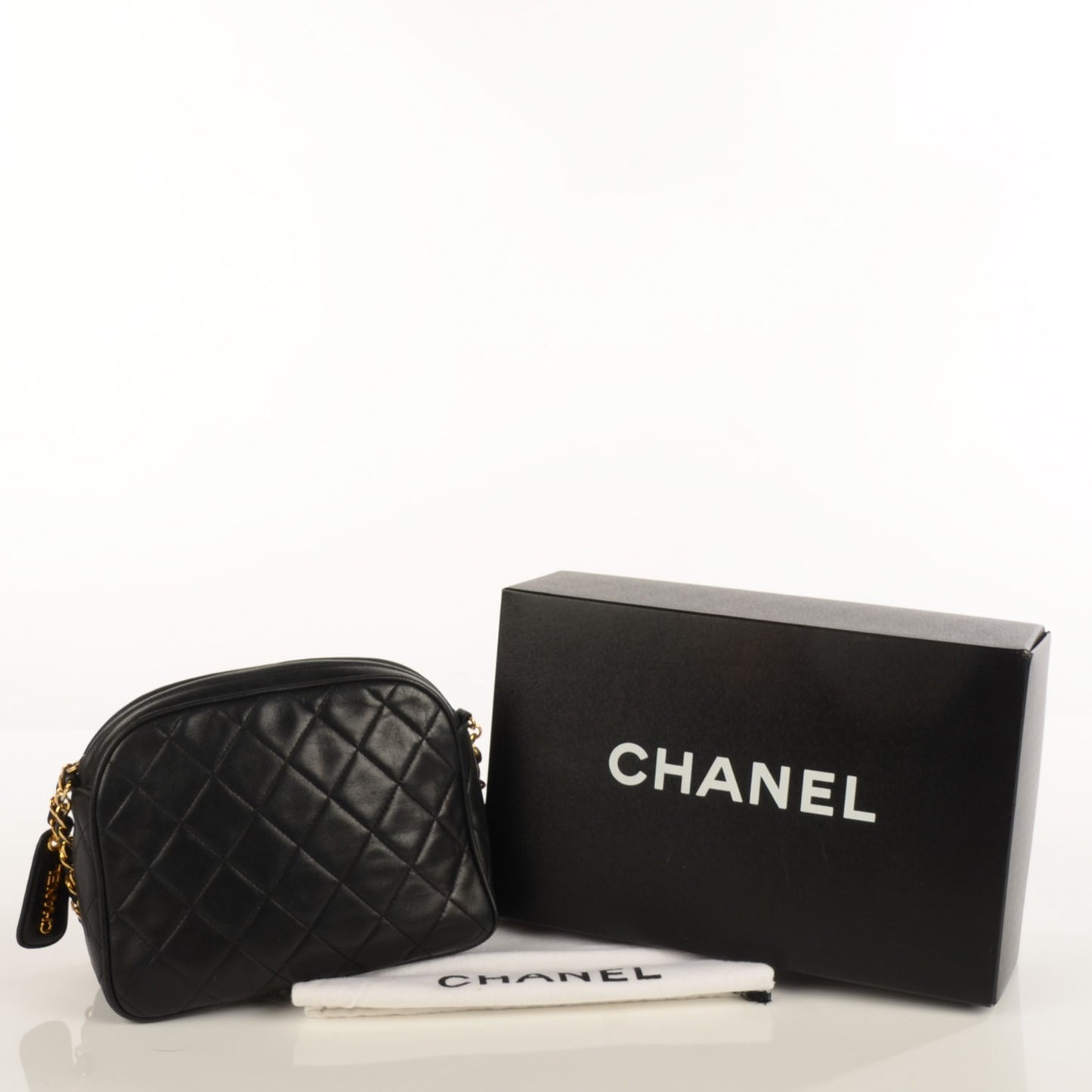 Lambskin Quilted Shoulder Bag Black