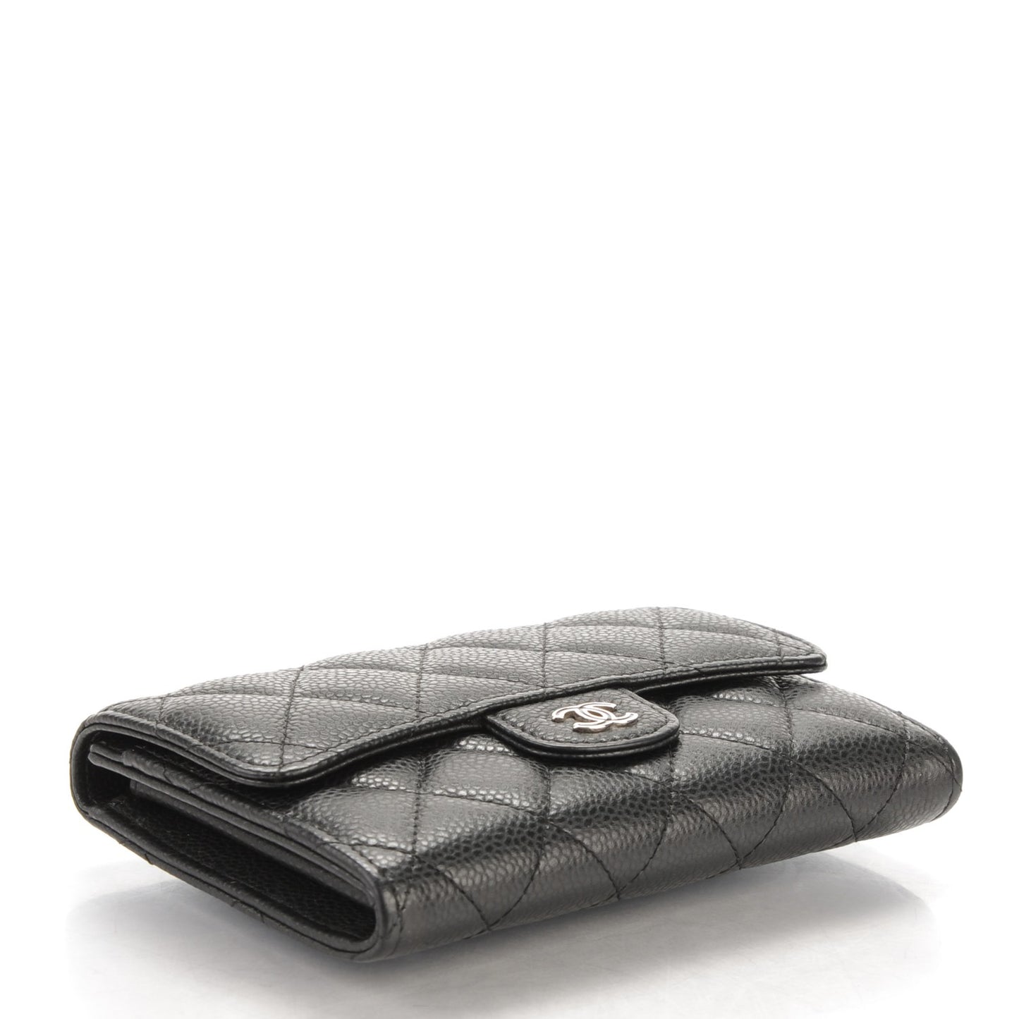Caviar Quilted Small Flap Wallet Black