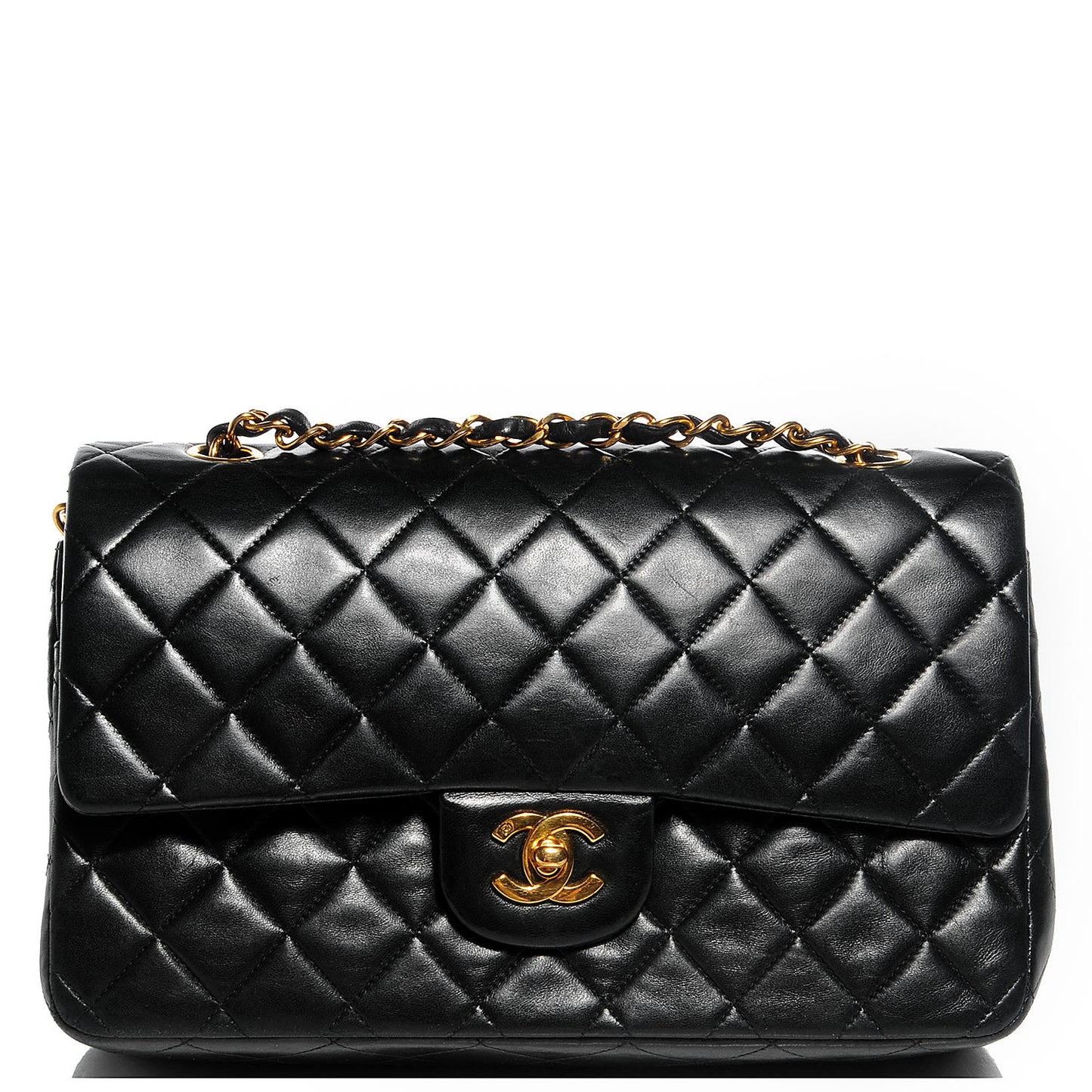 Lambskin Medium Double Flap Black