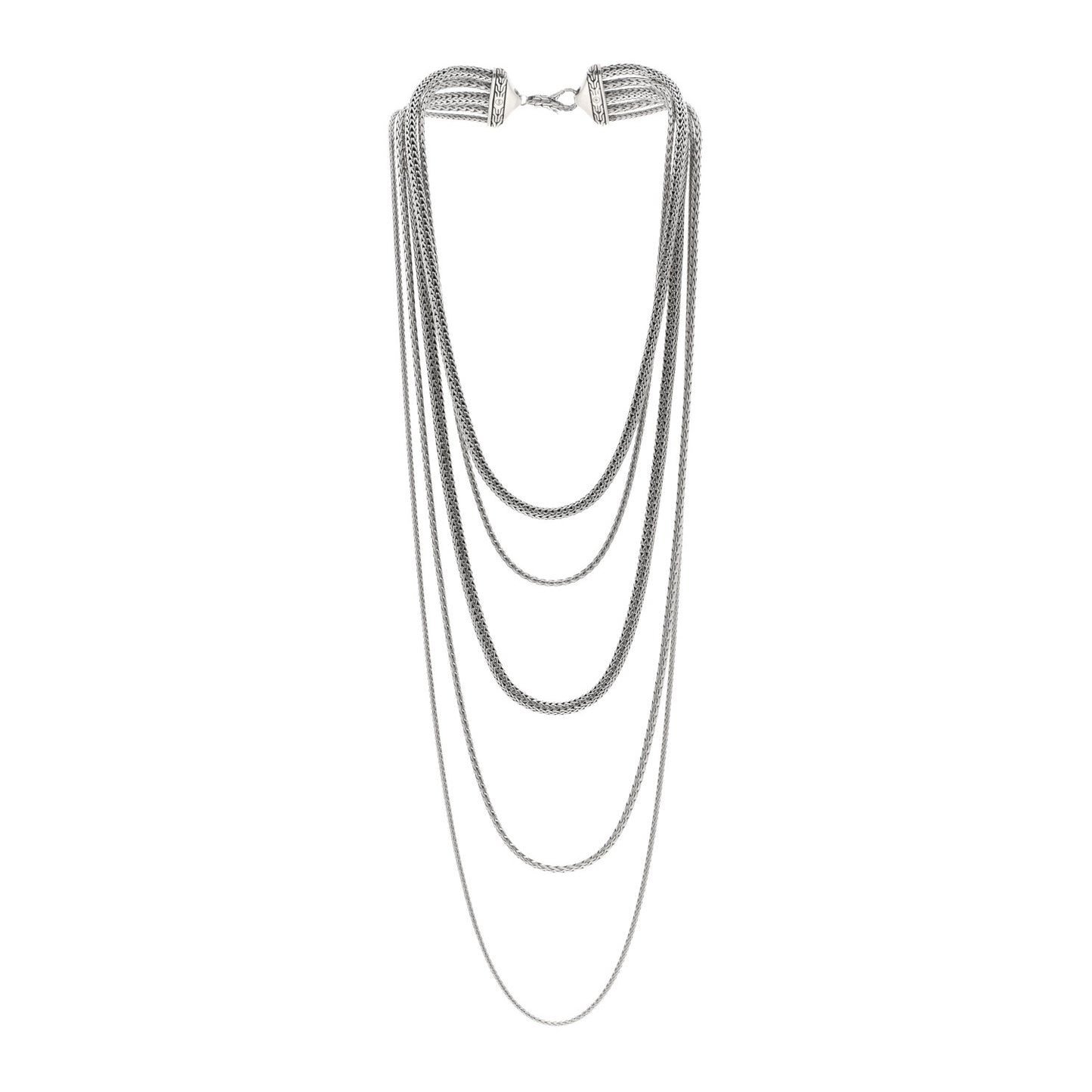 Sterling Silver Classic Chain Multi Row Necklace