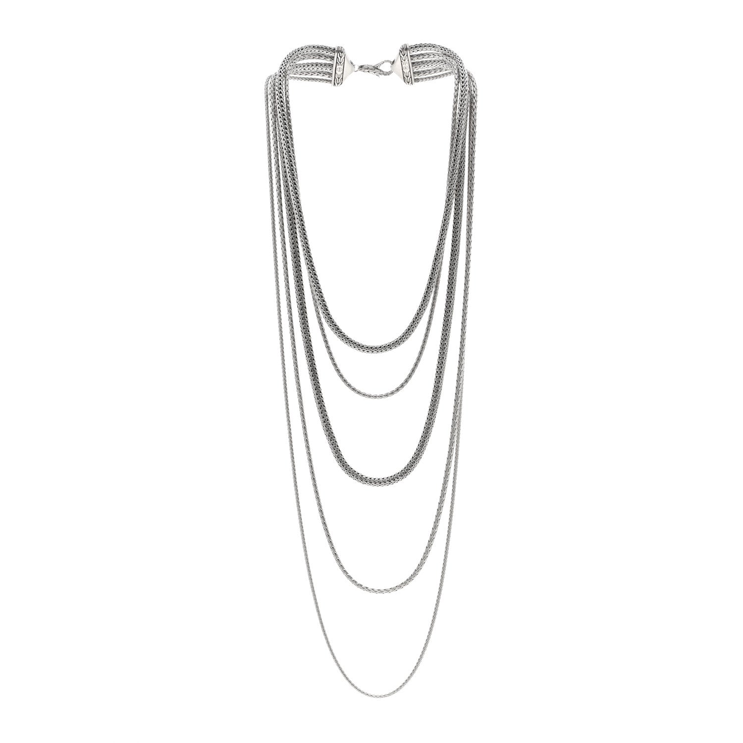 John Hardy Sterling Silver Classic Chain Multi Row Necklace 3 of 6
