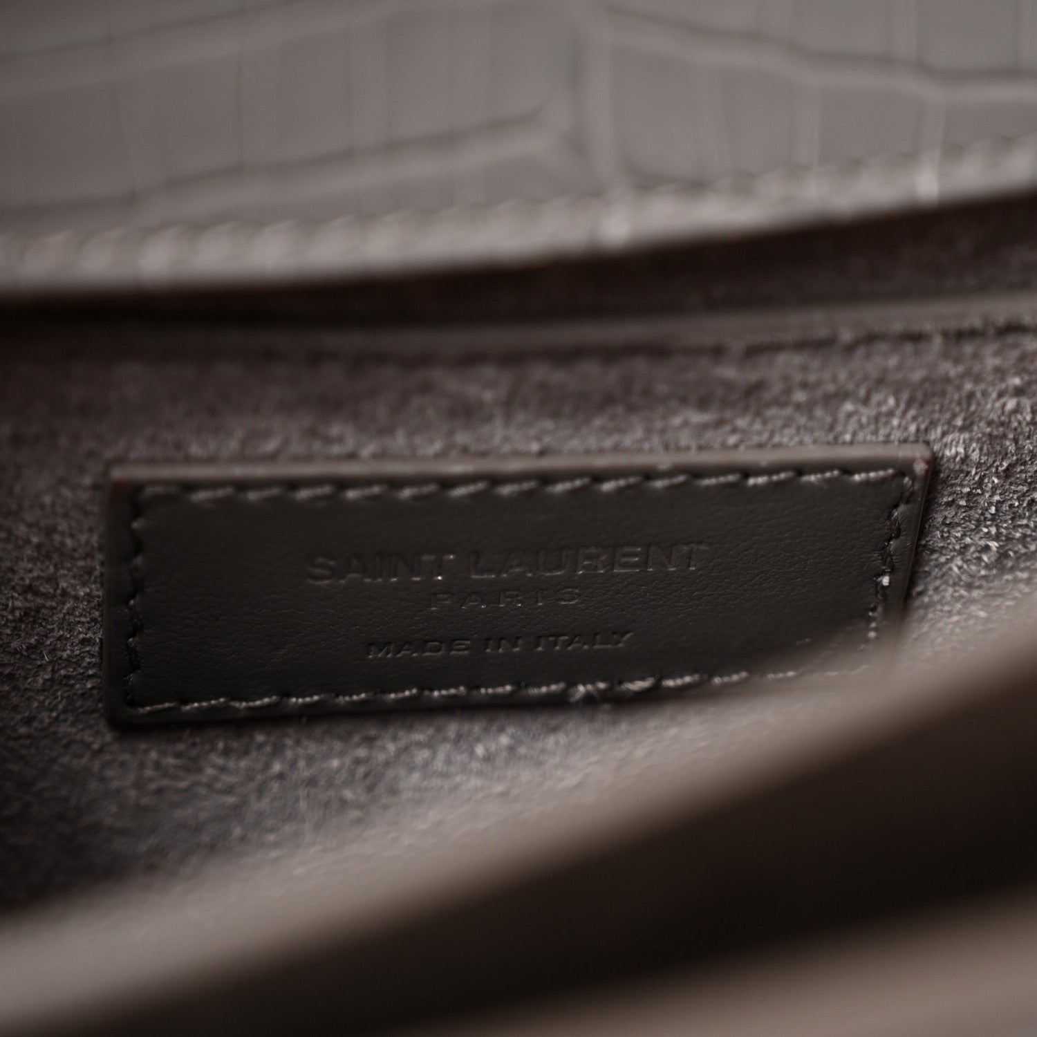Saint Laurent Calfskin Crocodile Embossed Medium Monogram Sunset Fog 6 of 12