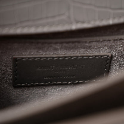 Saint Laurent Calfskin Crocodile Embossed Medium Monogram Sunset Fog 6 of 12