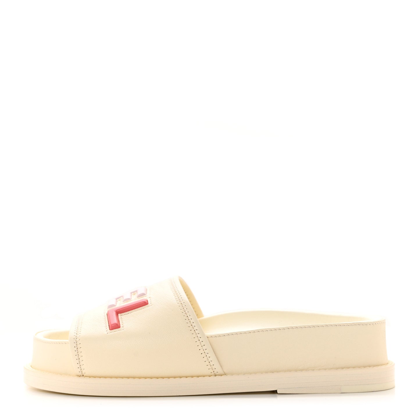 Lambskin Cha-Nel Mule Sandals 35 Ivory Multicolor