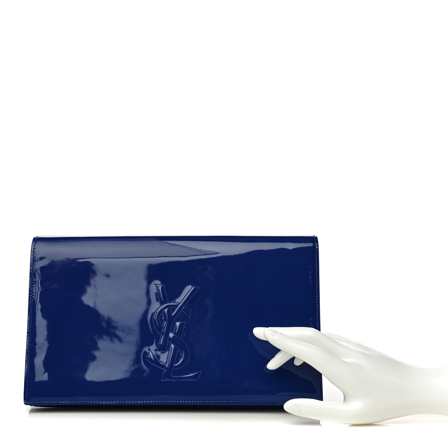 Patent Calfskin Monogram Large Belle De Jour Clutch Royal Blue