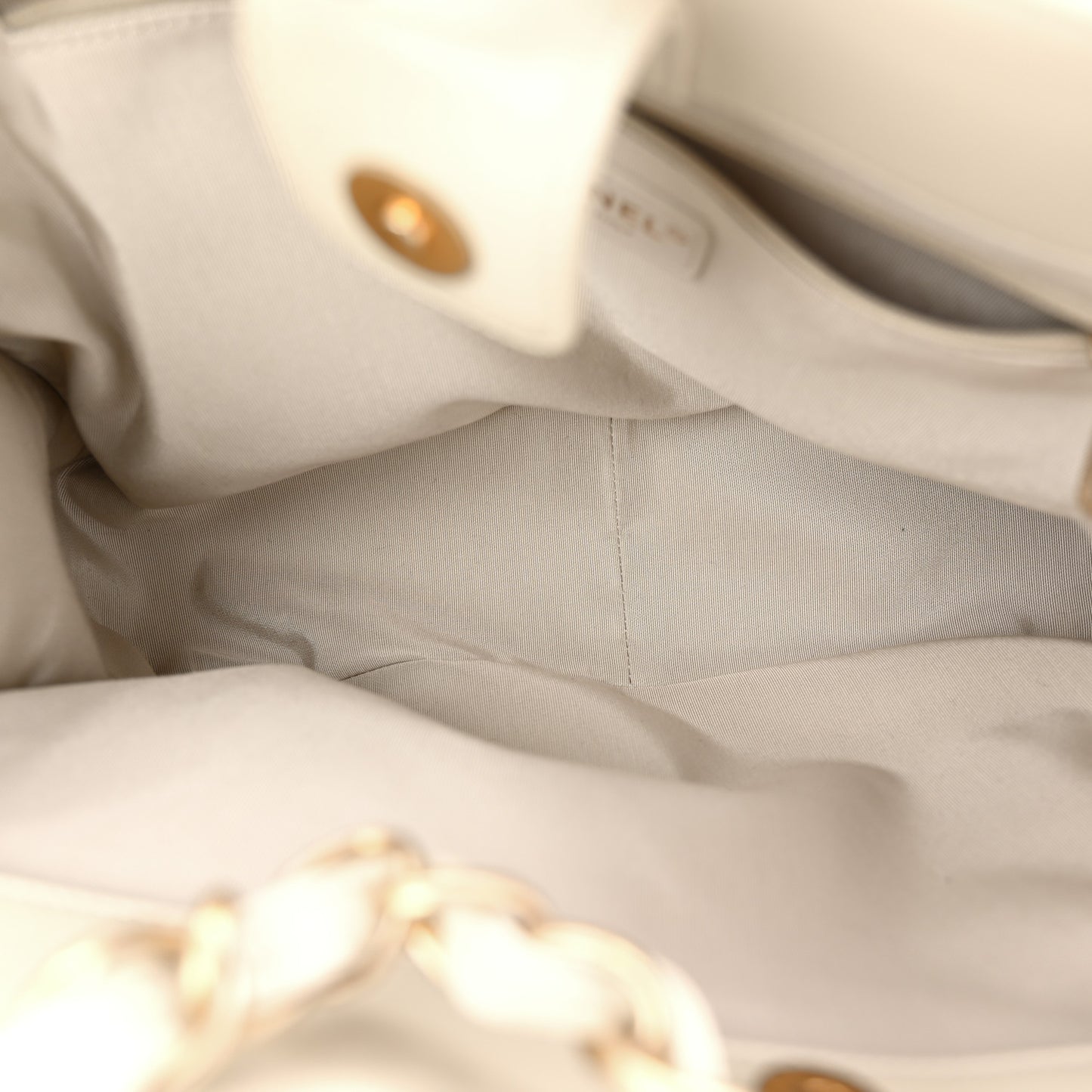Shiny Aged Calfskin Shopping Bag White
