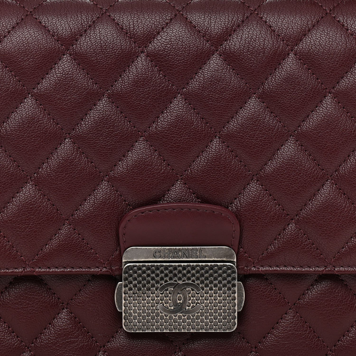 Chanel Goatskin Quilted Large CC University Top Handle Flap Burgundy 10 of 10