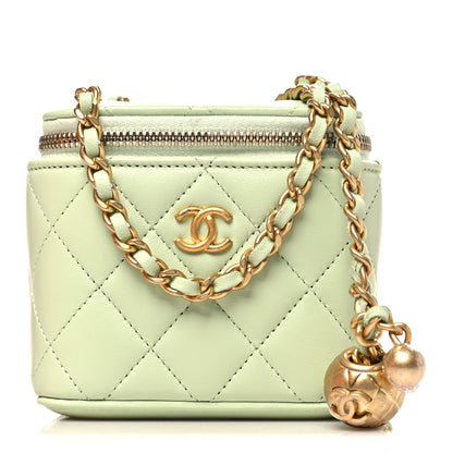 Chanel Lambskin Quilted Pearl Crush Mini Vanity Case With Chain Light Green 1 of 12