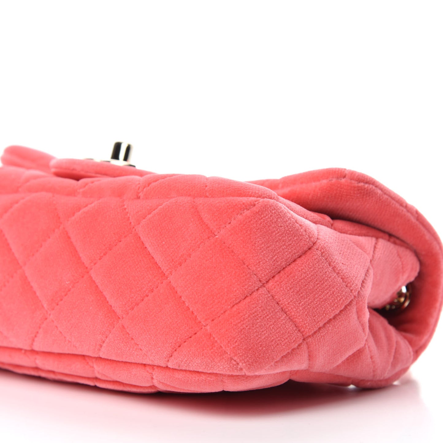 Velvet Quilted Mini Rectangular Pearl Crush Flap Coral