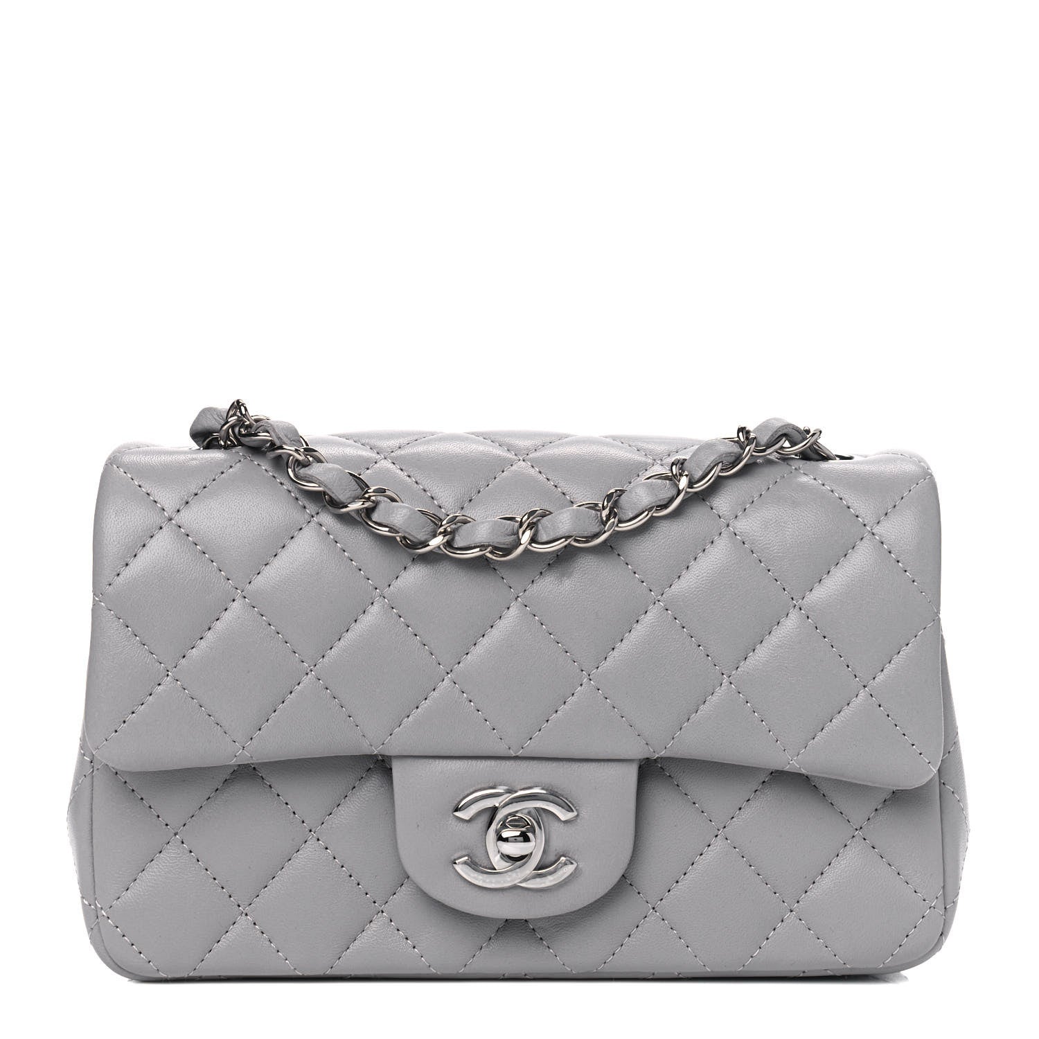 Chanel Lambskin Quilted Mini Rectangular Flap Grey 1 of 4