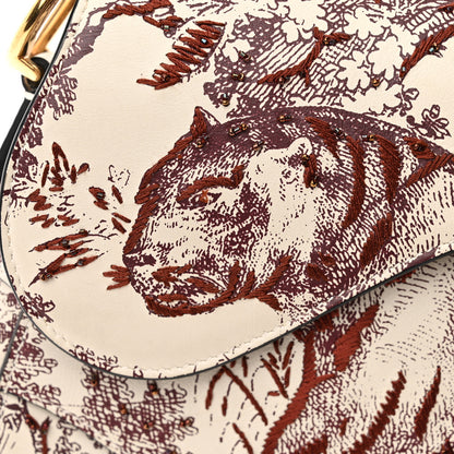 Christian Dior Calfskin Embroidered Toile de Jouy Saddle Bag Burgundy 11 of 11