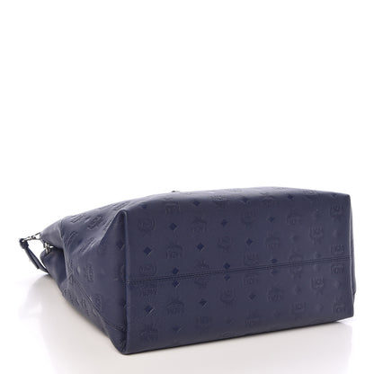 MCM Calfskin Ottomar Monogram Large Klara Hobo Navy Blue 5 of 12