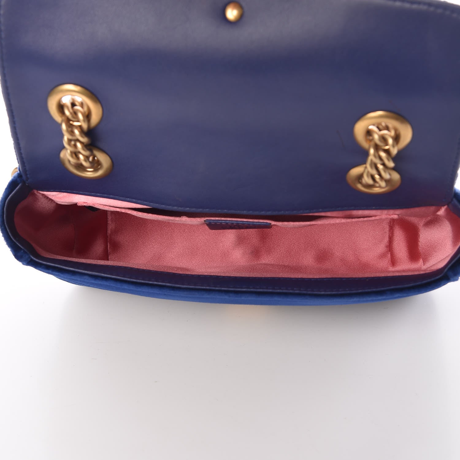 Gucci Velvet Matelasse Mini GG Marmont Shoulder Bag Cobalt Blue 7 of 10