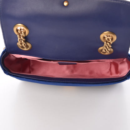 Gucci Velvet Matelasse Mini GG Marmont Shoulder Bag Cobalt Blue 7 of 10