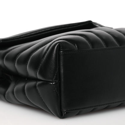 Saint Laurent Calfskin Y Quilted Monogram Small Loulou Chain Satchel Black 9 of 13