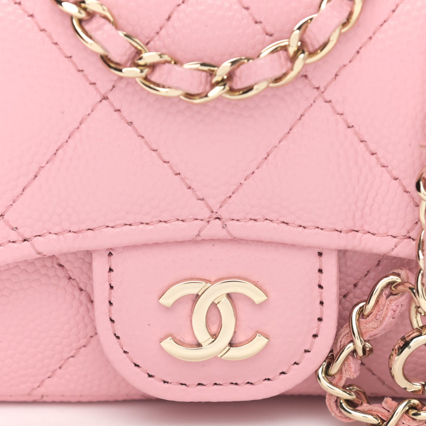 Caviar Quilted Mini Chain Belt Bag Light Pink