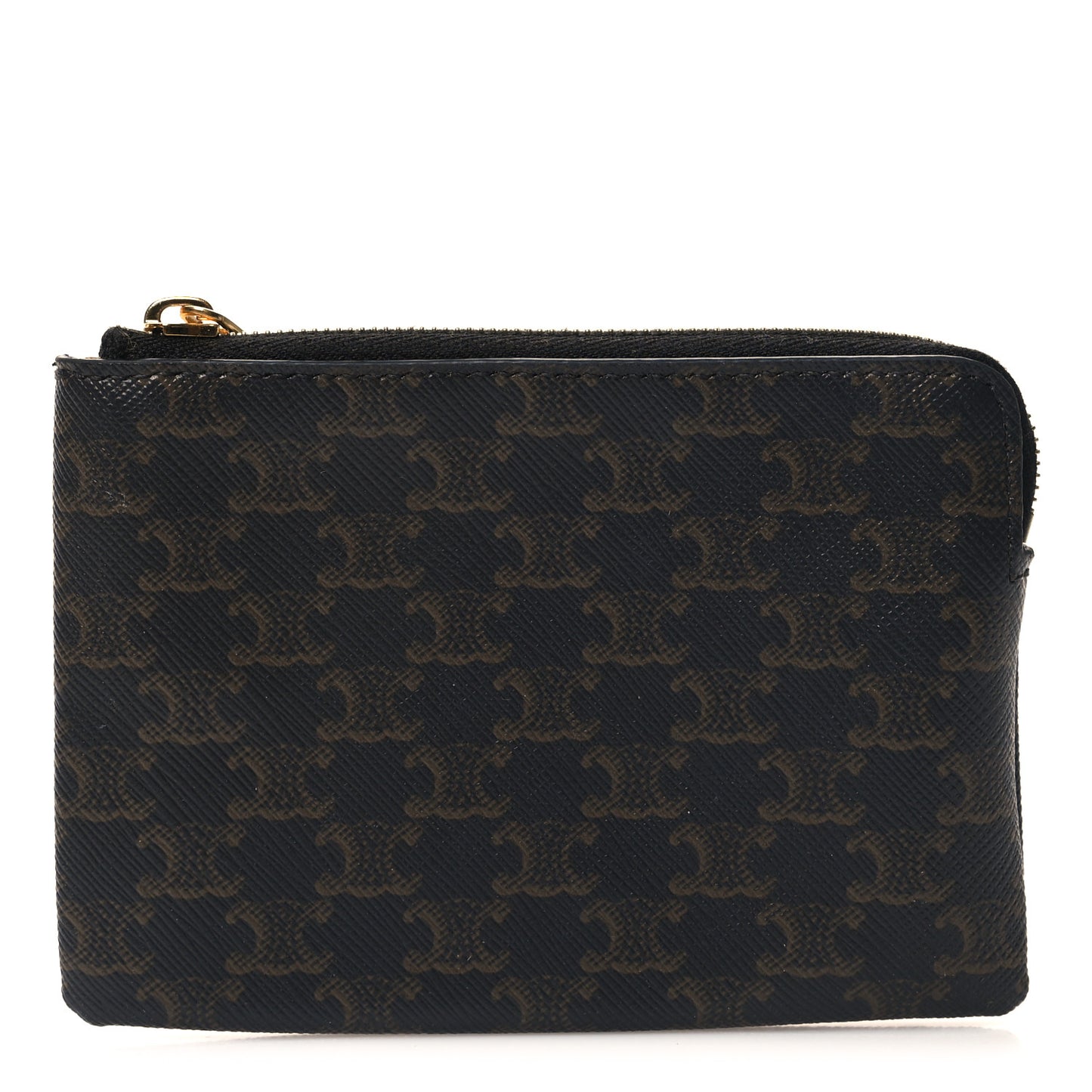 Triomphe Canvas Coin and Card Pouch With Hook Black