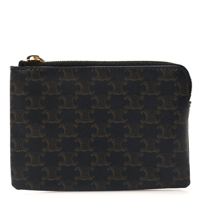 Celine Triomphe Canvas Coin and Card Pouch With Hook Black 1 of 7