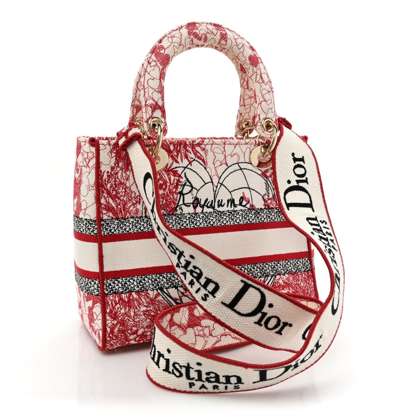 Canvas Embroidered Medium Dioramour D-Royaume Lady D-Lite Red Multicolor