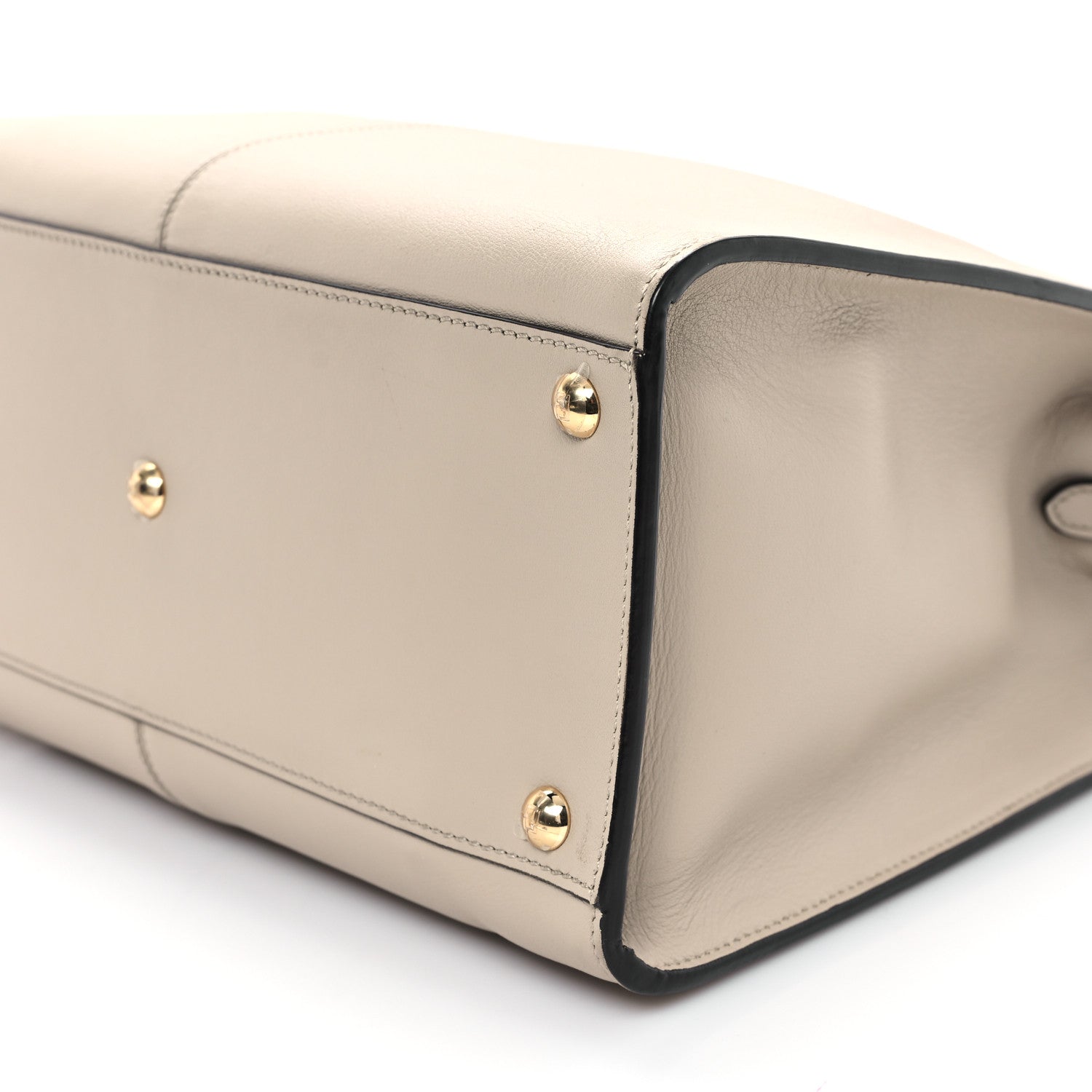 Fendi Vitello Seta Glazed Fabric FF 1974 Medium Peekaboo X-Lite Nuvola Mogano Panna 10 of 11