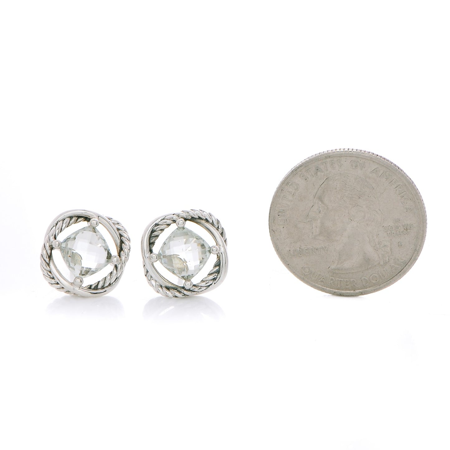 Sterling Silver Prasiolite 7mm Infinity Earrings