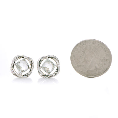David Yurman Sterling Silver Prasiolite 7mm Infinity Earrings 2 of 6
