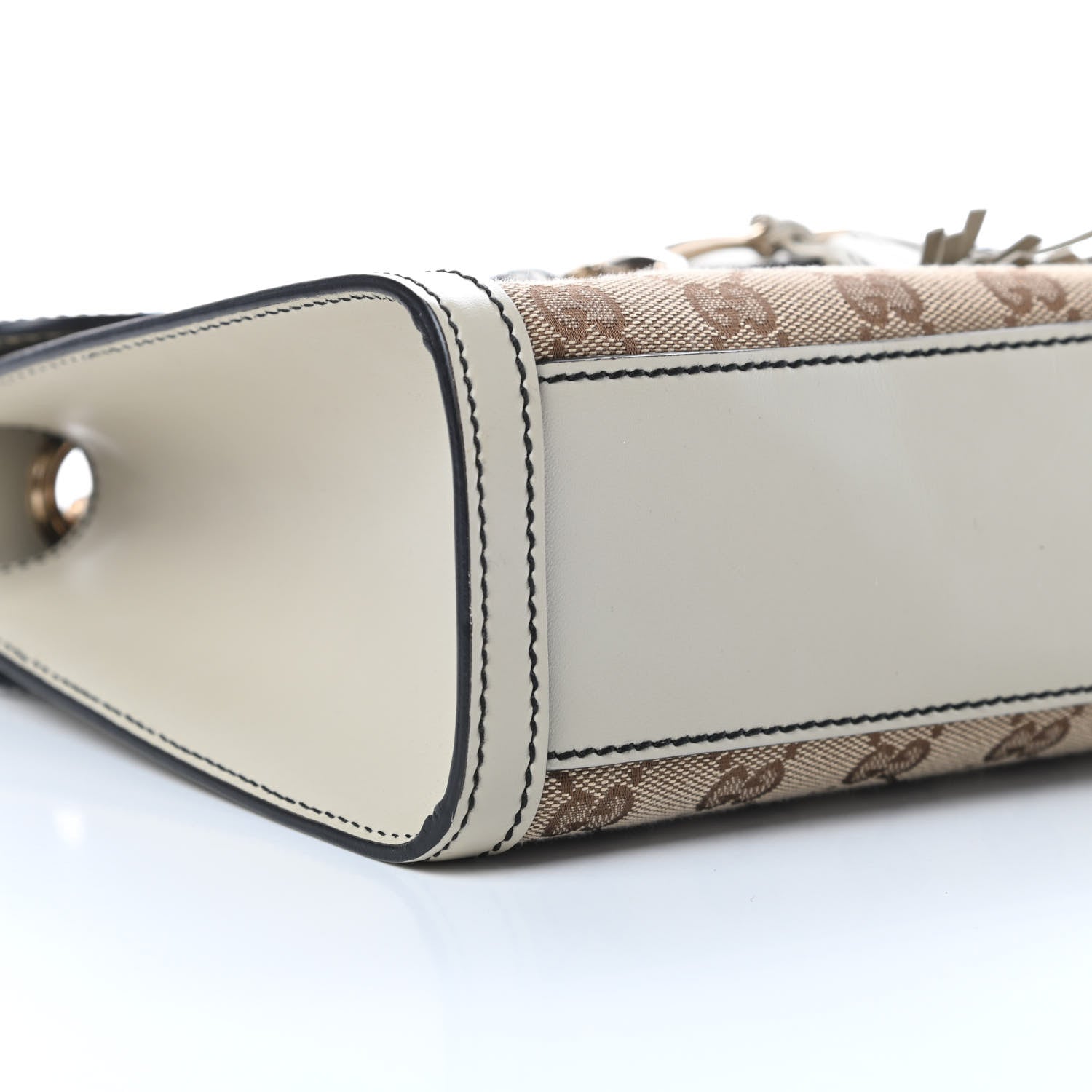 Gucci Monogram Margaux Calfskin Medium Emily Chain Shoulder Bag Beige Ebony Mystic White 9 of 13