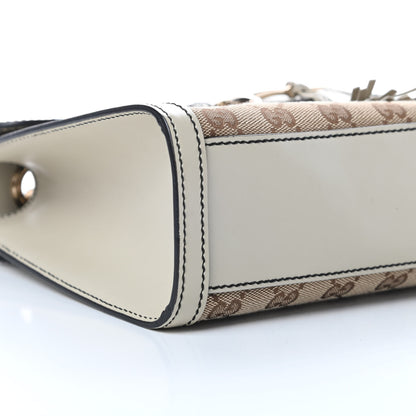 Gucci Monogram Margaux Calfskin Medium Emily Chain Shoulder Bag Beige Ebony Mystic White 9 of 13