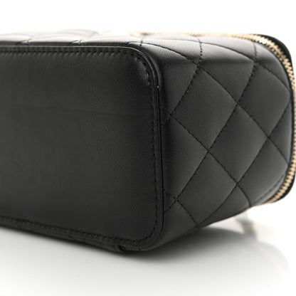 Chanel Lambskin Quilted Small Top Handle Vanity Case With Chain Black 10 of 10