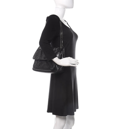 Saint Laurent Crinkled Calfskin Matelasse Monogram Medium Niki Chain Satchel Black 2 of 9