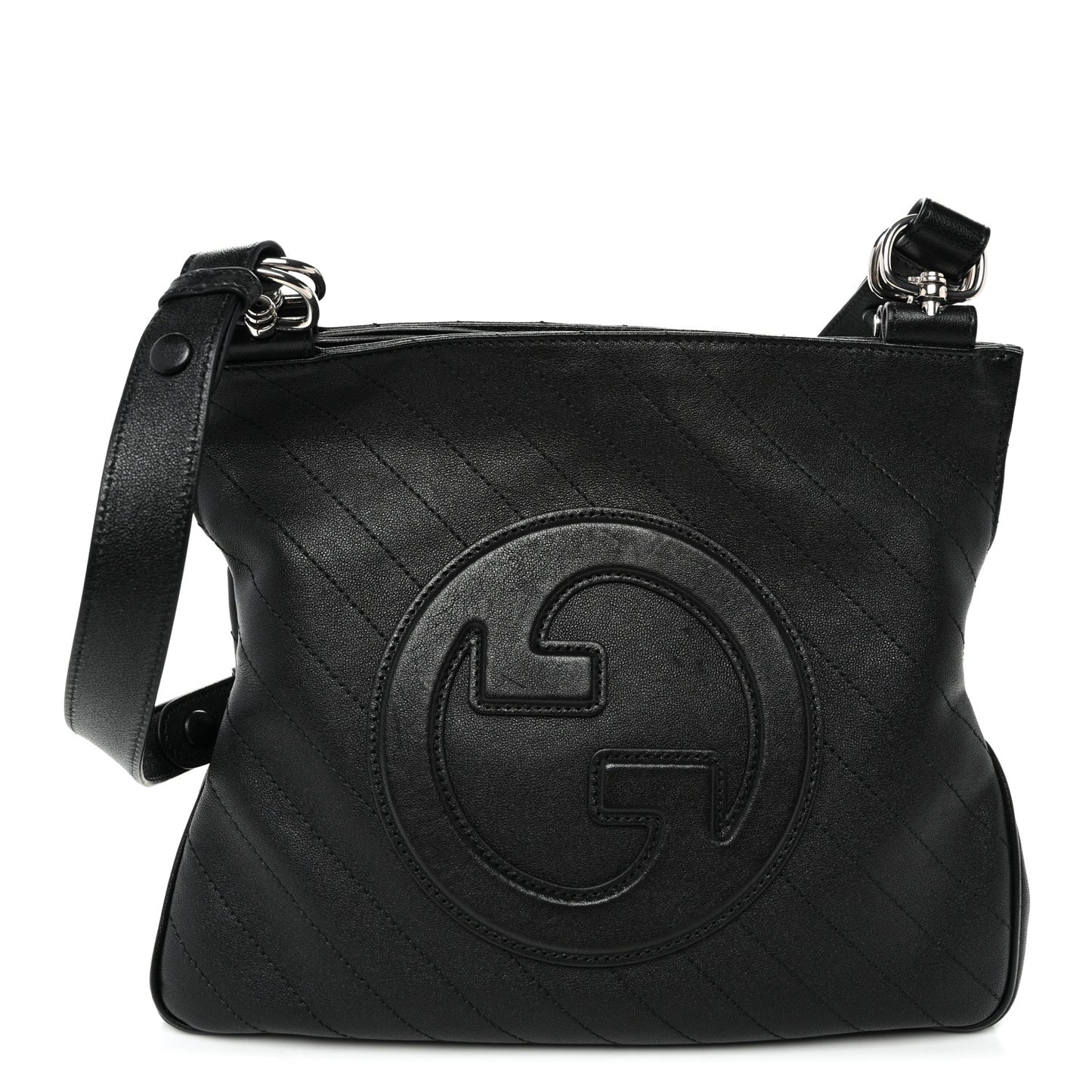 Sakai Be Green Calfskin Diagonal Stitched Small Blondie Tote  Black