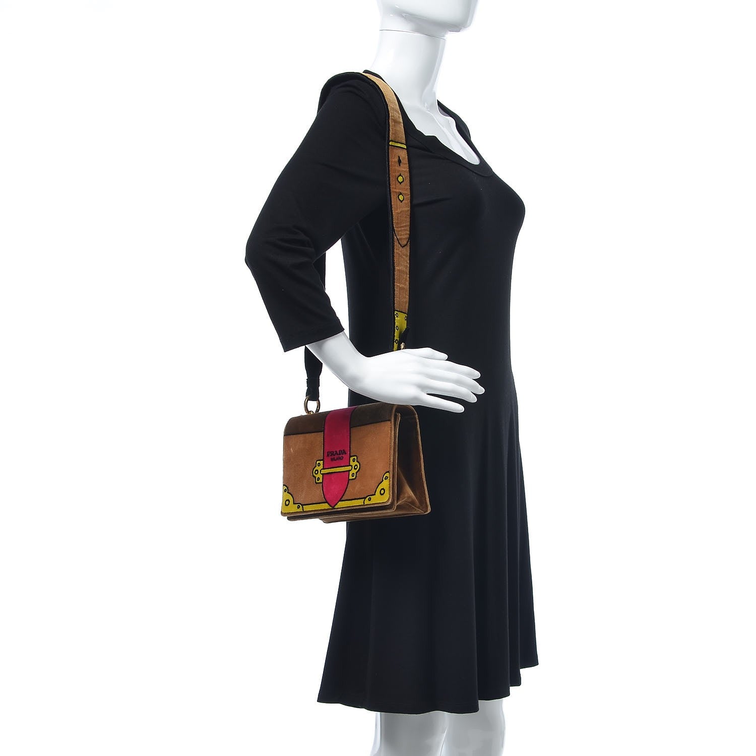 Prada Velvet Cahier Shoulder Bag Cammello 2 of 7