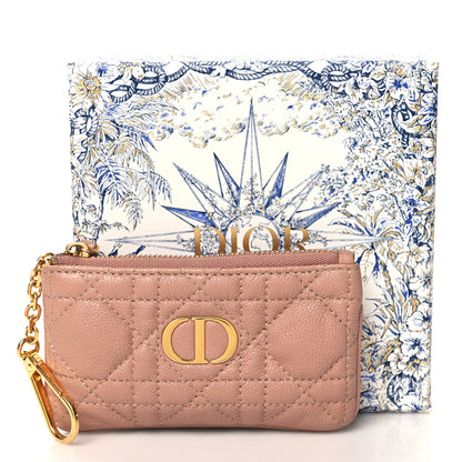 Christian Dior Supple Calfskin Cannage Caro Zipped Key Case Rose Des Vents 9 of 9