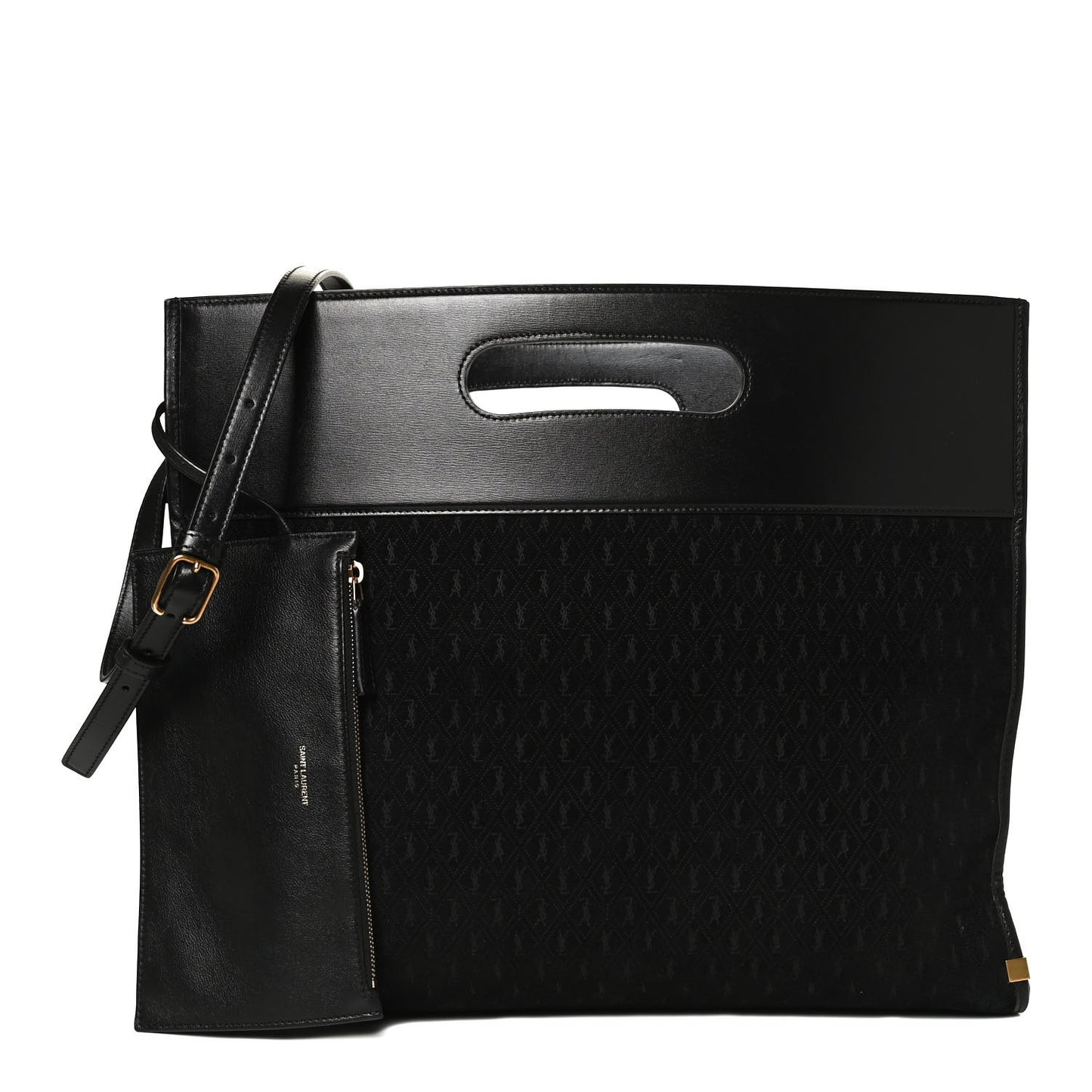 Suede All-Over Monogram Convertible Tote Black