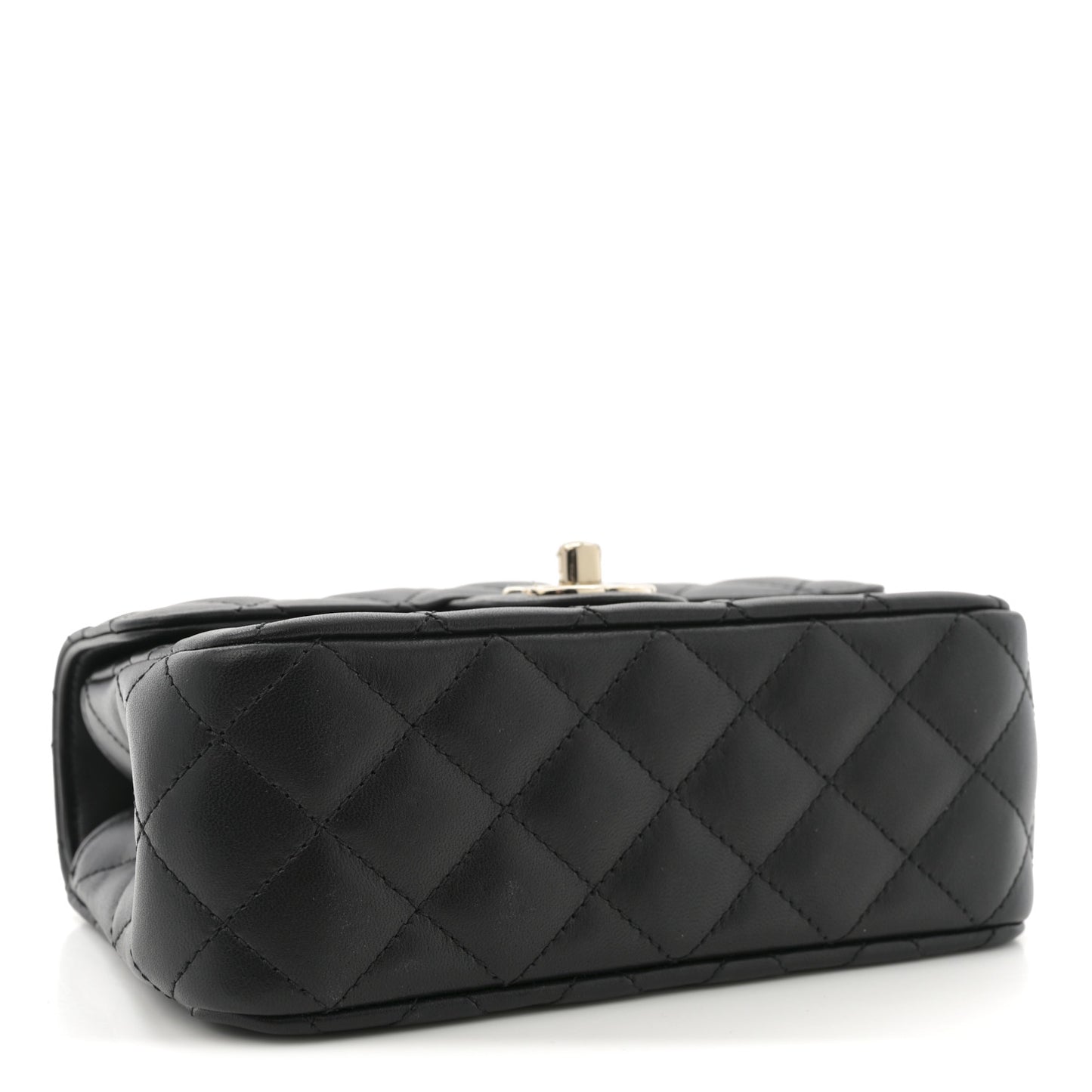 Lambskin Quilted Mini Crystal Top Handle Rectangular Flap Black