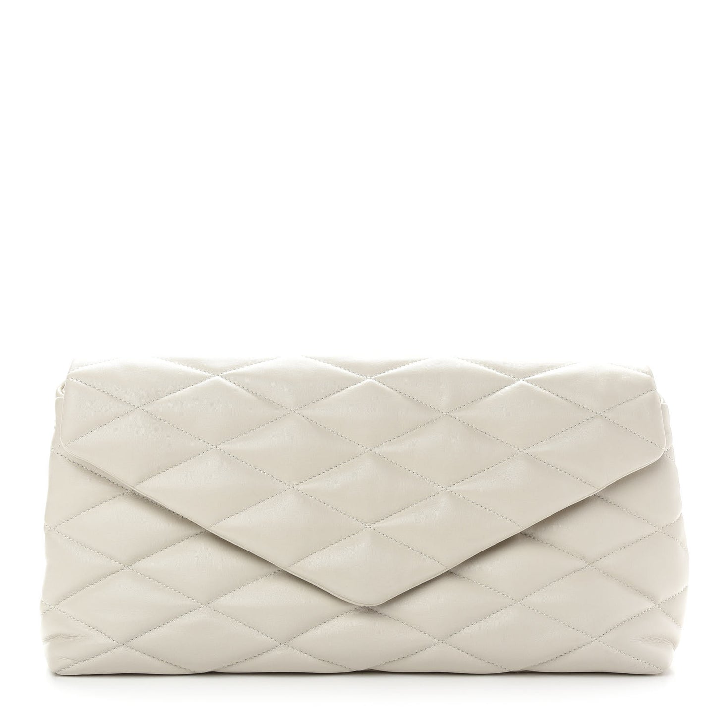Lambskin Quilted Sade Puffer Envelope Clutch White