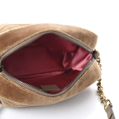 Gucci Velvet Matelasse Small GG Marmont Chain Shoulder Bag Taupe 5 of 11