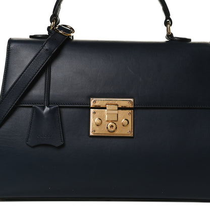 Gucci Calfskin Medium Padlock Signature Top Handle Bag Navy 8 of 14