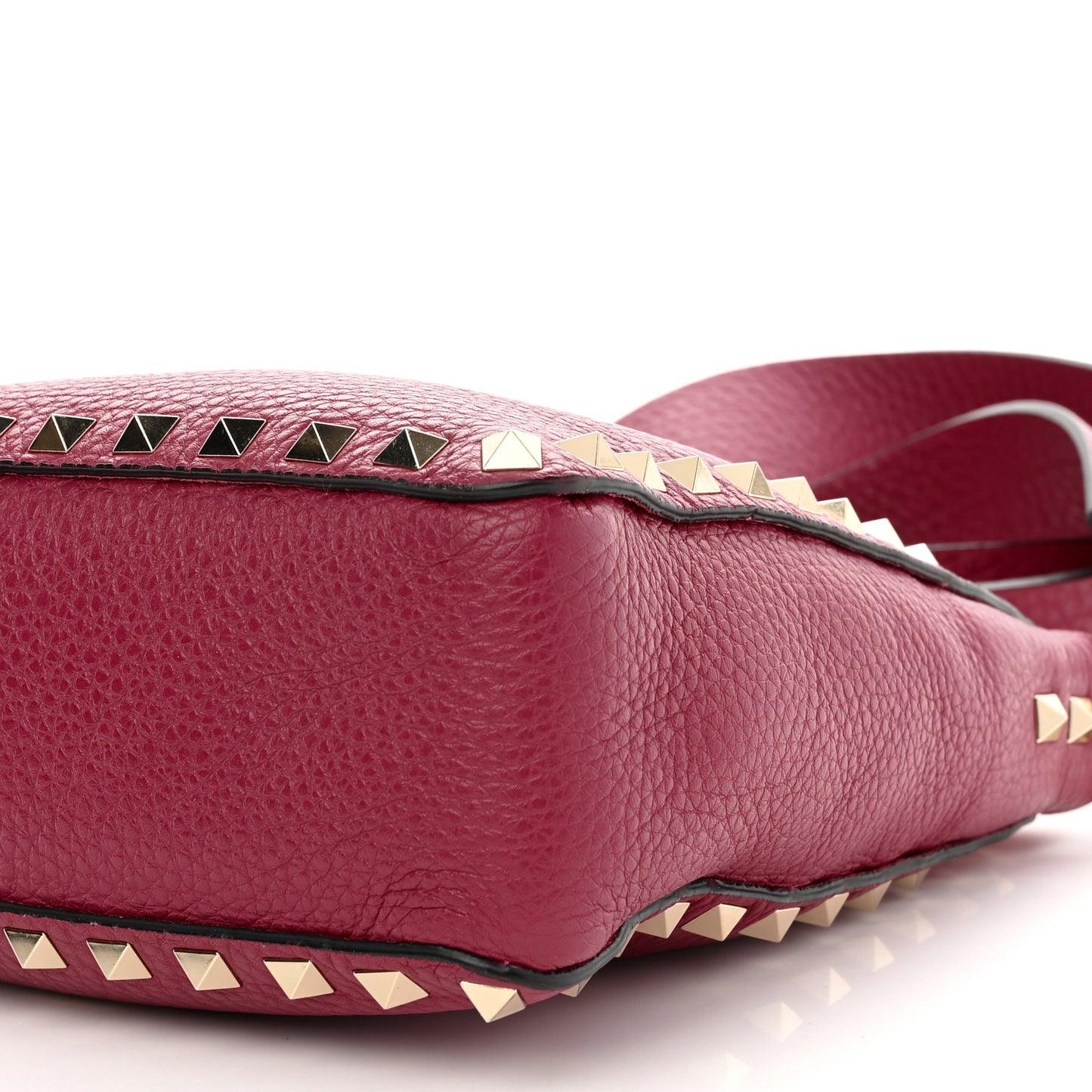 Pebbled Calfskin Mini Rockstud Flip-Lock Messenger Bag Raspberry