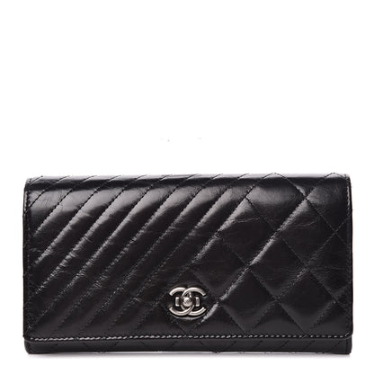 Chanel Glazed Calfskin Quilted Coco Boy Large Gusset Flap Wallet Black 1 of 12