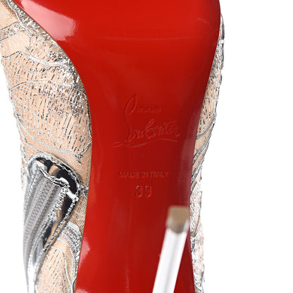 Christian Louboutin Lace Lurex Specchio Gipsybootie 100 Ankle Boots 39 Silver 6 of 8