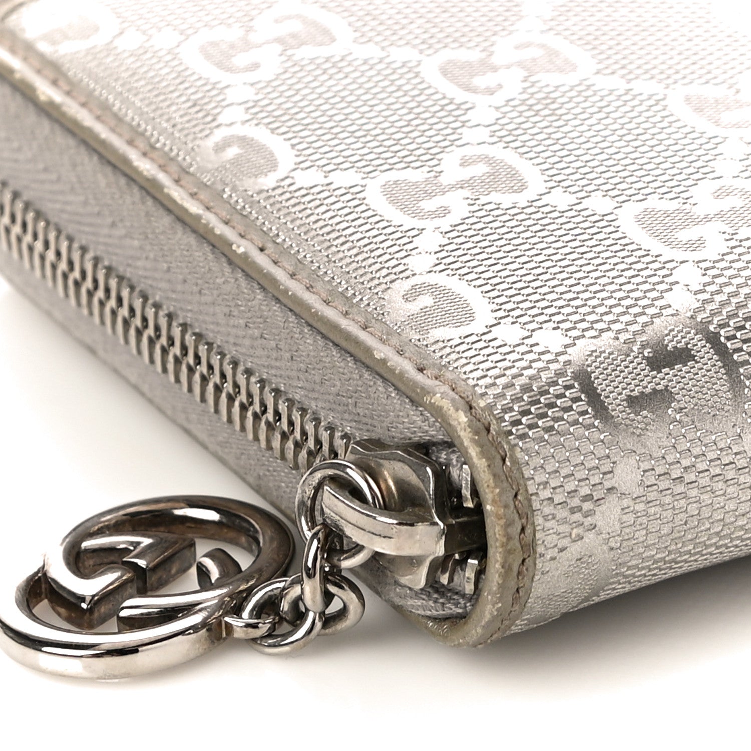 Gucci Imprime Monogram GG Pierce Zip Around Wallet Silver 8 of 12