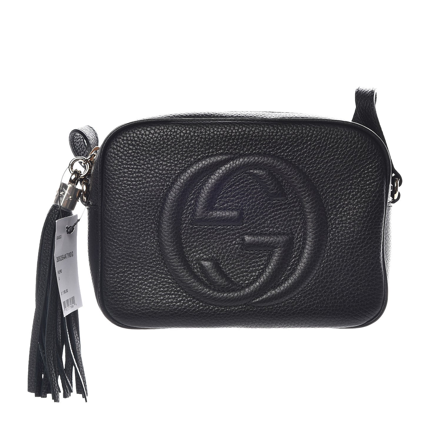 Pebbled Calfskin Small Soho Disco Bag Black