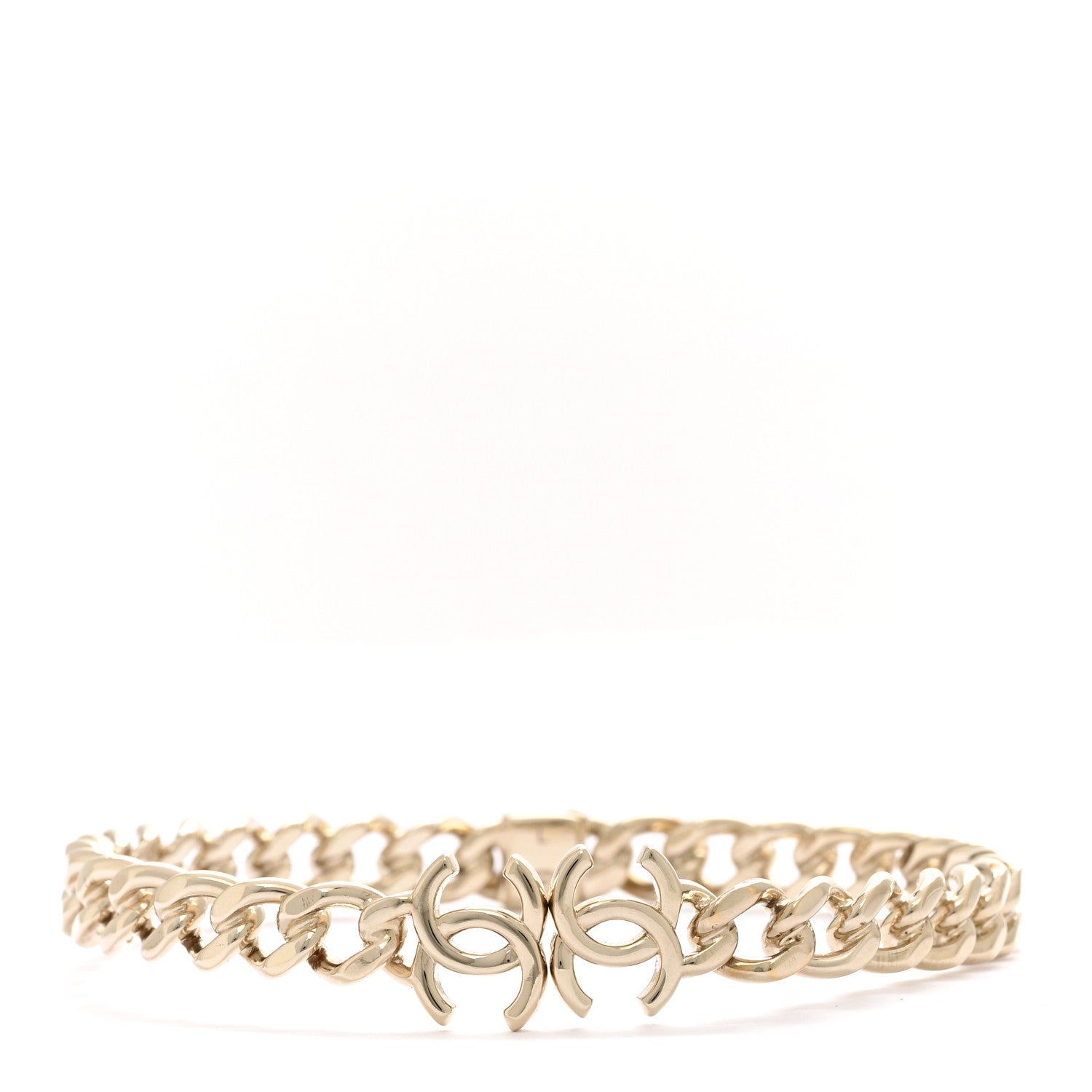 Chanel Metal CC Chain Link Choker Necklace L Gold 1 of 6