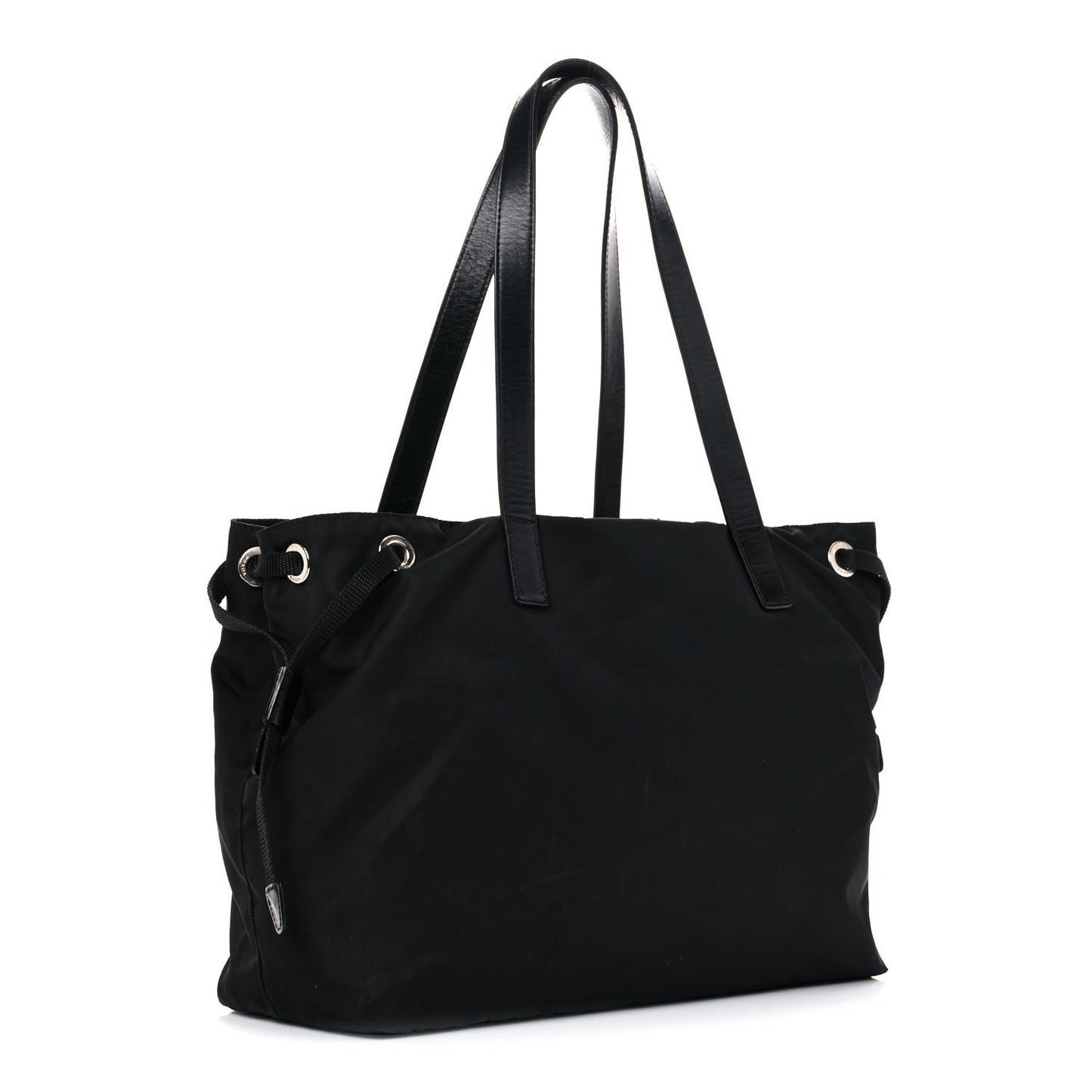 Nylon Vela Drawstring Shopping Tote Black
